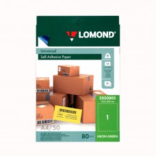 Самоклеящаяся бумага зеленый неон А4 неделенная (50л) Lomond 2020005