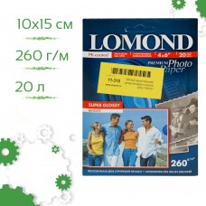 Бумага 10,2х15,2 260г/м2 односторонняя суперглянцевая Lomond (20л) 1103131